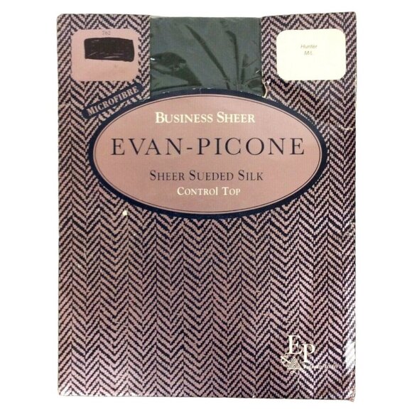 Evan-Picone Business Sheer Pantyhose Hunter Green M/L Control Top Nylon Spandex - Picture 1 of 3